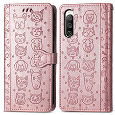 Coque Portefeuille Motif Fantaisie Livre Cuir Etui Clapet S03D pour Sony Xperia 10 IV SO-52C Or Rose