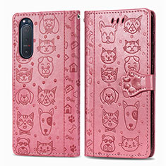 Coque Portefeuille Motif Fantaisie Livre Cuir Etui Clapet S03D pour Sony Xperia 5 II Rose