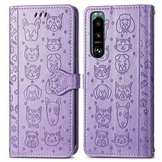 Coque Portefeuille Motif Fantaisie Livre Cuir Etui Clapet S03D pour Sony Xperia 5 III SO-53B Violet