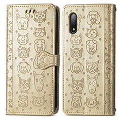 Coque Portefeuille Motif Fantaisie Livre Cuir Etui Clapet S03D pour Sony Xperia Ace II SO-41B Or