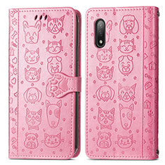 Coque Portefeuille Motif Fantaisie Livre Cuir Etui Clapet S03D pour Sony Xperia Ace II SO-41B Rose