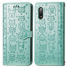 Coque Portefeuille Motif Fantaisie Livre Cuir Etui Clapet S03D pour Sony Xperia Ace II SO-41B Vert