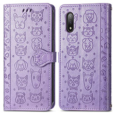 Coque Portefeuille Motif Fantaisie Livre Cuir Etui Clapet S03D pour Sony Xperia Ace II SO-41B Violet