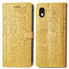 Coque Portefeuille Motif Fantaisie Livre Cuir Etui Clapet S03D pour Sony Xperia Ace III Jaune