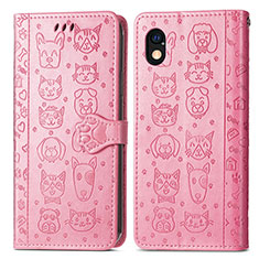 Coque Portefeuille Motif Fantaisie Livre Cuir Etui Clapet S03D pour Sony Xperia Ace III Rose