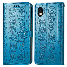 Coque Portefeuille Motif Fantaisie Livre Cuir Etui Clapet S03D pour Sony Xperia Ace III SO-53C Bleu