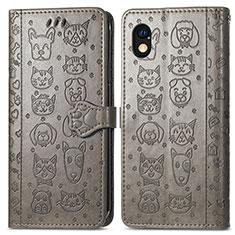 Coque Portefeuille Motif Fantaisie Livre Cuir Etui Clapet S03D pour Sony Xperia Ace III SO-53C Gris