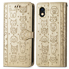 Coque Portefeuille Motif Fantaisie Livre Cuir Etui Clapet S03D pour Sony Xperia Ace III SO-53C Or