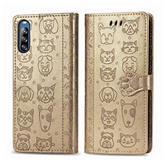 Coque Portefeuille Motif Fantaisie Livre Cuir Etui Clapet S03D pour Sony Xperia L4 Or