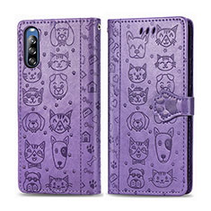 Coque Portefeuille Motif Fantaisie Livre Cuir Etui Clapet S03D pour Sony Xperia L4 Violet