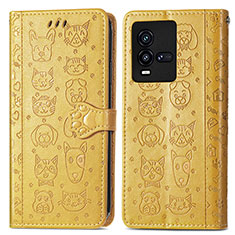 Coque Portefeuille Motif Fantaisie Livre Cuir Etui Clapet S03D pour Vivo iQOO 9T 5G Jaune