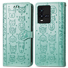 Coque Portefeuille Motif Fantaisie Livre Cuir Etui Clapet S03D pour Vivo iQOO 9T 5G Vert