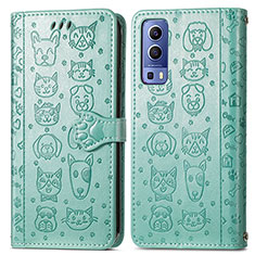 Coque Portefeuille Motif Fantaisie Livre Cuir Etui Clapet S03D pour Vivo iQOO Z3 5G Vert