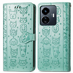 Coque Portefeuille Motif Fantaisie Livre Cuir Etui Clapet S03D pour Vivo iQOO Z6 Lite 5G Vert