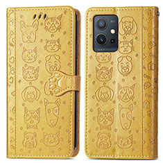 Coque Portefeuille Motif Fantaisie Livre Cuir Etui Clapet S03D pour Vivo T1 5G India Jaune