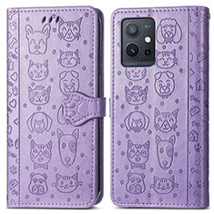 Coque Portefeuille Motif Fantaisie Livre Cuir Etui Clapet S03D pour Vivo T1 5G India Violet