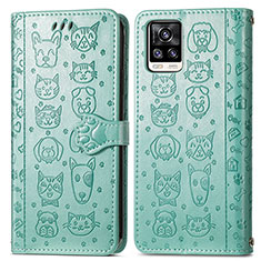 Coque Portefeuille Motif Fantaisie Livre Cuir Etui Clapet S03D pour Vivo V20 (2021) Vert