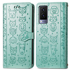 Coque Portefeuille Motif Fantaisie Livre Cuir Etui Clapet S03D pour Vivo V21e 5G Vert