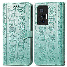 Coque Portefeuille Motif Fantaisie Livre Cuir Etui Clapet S03D pour Vivo X70 Pro 5G Vert