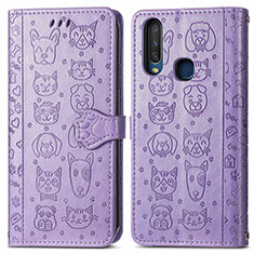 Coque Portefeuille Motif Fantaisie Livre Cuir Etui Clapet S03D pour Vivo Y11 Violet