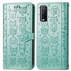 Coque Portefeuille Motif Fantaisie Livre Cuir Etui Clapet S03D pour Vivo Y11s Vert