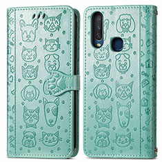 Coque Portefeuille Motif Fantaisie Livre Cuir Etui Clapet S03D pour Vivo Y12 Vert