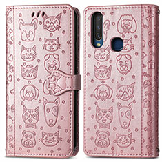 Coque Portefeuille Motif Fantaisie Livre Cuir Etui Clapet S03D pour Vivo Y17 Or Rose