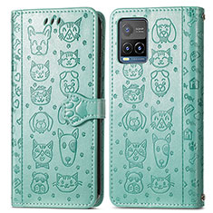 Coque Portefeuille Motif Fantaisie Livre Cuir Etui Clapet S03D pour Vivo Y21 Vert