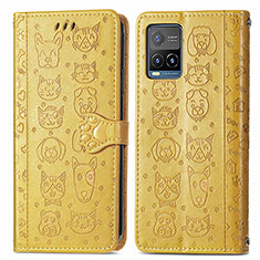 Coque Portefeuille Motif Fantaisie Livre Cuir Etui Clapet S03D pour Vivo Y21a Jaune