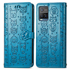 Coque Portefeuille Motif Fantaisie Livre Cuir Etui Clapet S03D pour Vivo Y21e Bleu