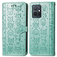 Coque Portefeuille Motif Fantaisie Livre Cuir Etui Clapet S03D pour Vivo Y30 5G Vert