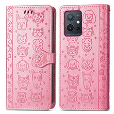 Coque Portefeuille Motif Fantaisie Livre Cuir Etui Clapet S03D pour Vivo Y75 5G Rose