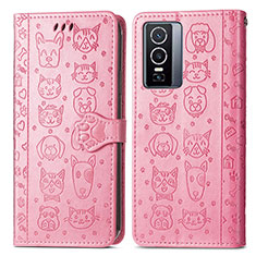 Coque Portefeuille Motif Fantaisie Livre Cuir Etui Clapet S03D pour Vivo Y76 5G Rose