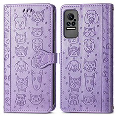 Coque Portefeuille Motif Fantaisie Livre Cuir Etui Clapet S03D pour Xiaomi Civi 1S 5G Violet