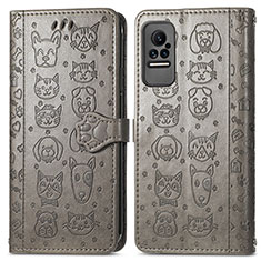 Coque Portefeuille Motif Fantaisie Livre Cuir Etui Clapet S03D pour Xiaomi Civi 5G Gris