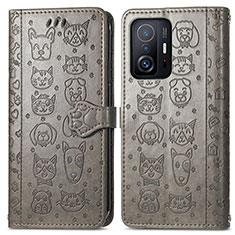 Coque Portefeuille Motif Fantaisie Livre Cuir Etui Clapet S03D pour Xiaomi Mi 11T 5G Gris