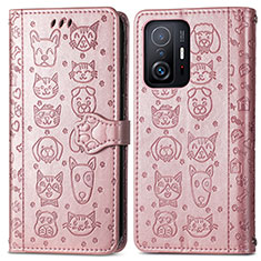 Coque Portefeuille Motif Fantaisie Livre Cuir Etui Clapet S03D pour Xiaomi Mi 11T 5G Or Rose