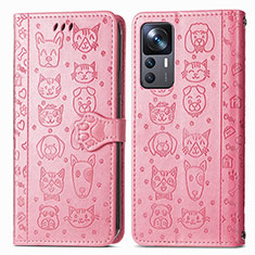 Coque Portefeuille Motif Fantaisie Livre Cuir Etui Clapet S03D pour Xiaomi Mi 12T 5G Rose