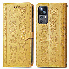 Coque Portefeuille Motif Fantaisie Livre Cuir Etui Clapet S03D pour Xiaomi Mi 12T Pro 5G Jaune