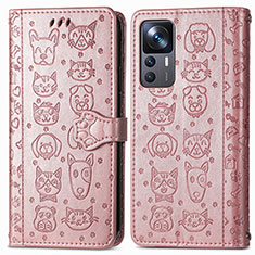 Coque Portefeuille Motif Fantaisie Livre Cuir Etui Clapet S03D pour Xiaomi Mi 12T Pro 5G Or Rose