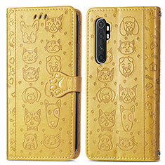 Coque Portefeuille Motif Fantaisie Livre Cuir Etui Clapet S03D pour Xiaomi Mi Note 10 Lite Jaune