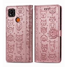 Coque Portefeuille Motif Fantaisie Livre Cuir Etui Clapet S03D pour Xiaomi POCO C31 Or Rose