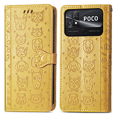 Coque Portefeuille Motif Fantaisie Livre Cuir Etui Clapet S03D pour Xiaomi Poco C40 Jaune