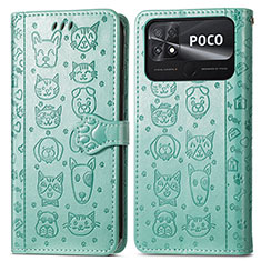 Coque Portefeuille Motif Fantaisie Livre Cuir Etui Clapet S03D pour Xiaomi Poco C40 Vert