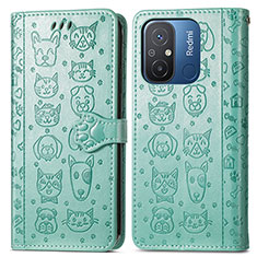 Coque Portefeuille Motif Fantaisie Livre Cuir Etui Clapet S03D pour Xiaomi Poco C55 Vert