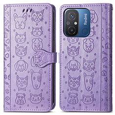 Coque Portefeuille Motif Fantaisie Livre Cuir Etui Clapet S03D pour Xiaomi Poco C55 Violet