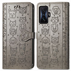 Coque Portefeuille Motif Fantaisie Livre Cuir Etui Clapet S03D pour Xiaomi Poco F4 GT 5G Gris