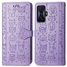 Coque Portefeuille Motif Fantaisie Livre Cuir Etui Clapet S03D pour Xiaomi Poco F4 GT 5G Violet