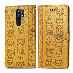 Coque Portefeuille Motif Fantaisie Livre Cuir Etui Clapet S03D pour Xiaomi Poco M2 Jaune