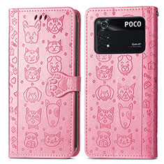 Coque Portefeuille Motif Fantaisie Livre Cuir Etui Clapet S03D pour Xiaomi Poco M4 Pro 4G Or Rose